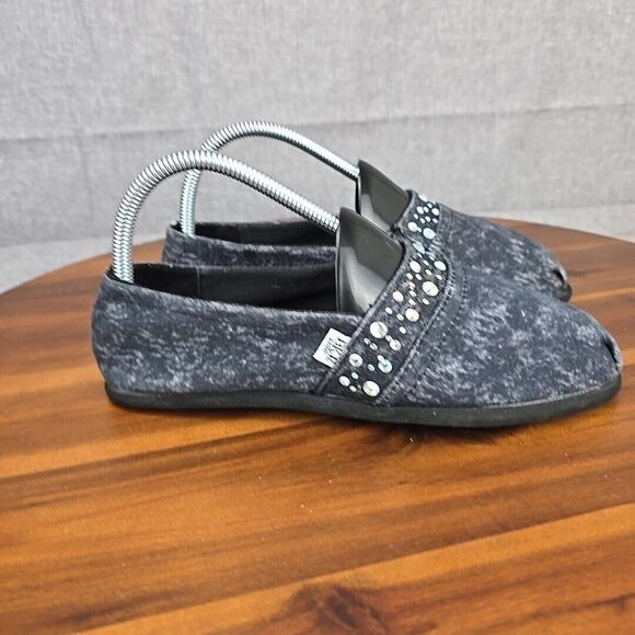 BKE Shoes - BKE Womens Shoes Slip On Flats Denim Look Embellished Rhinestone Size 8